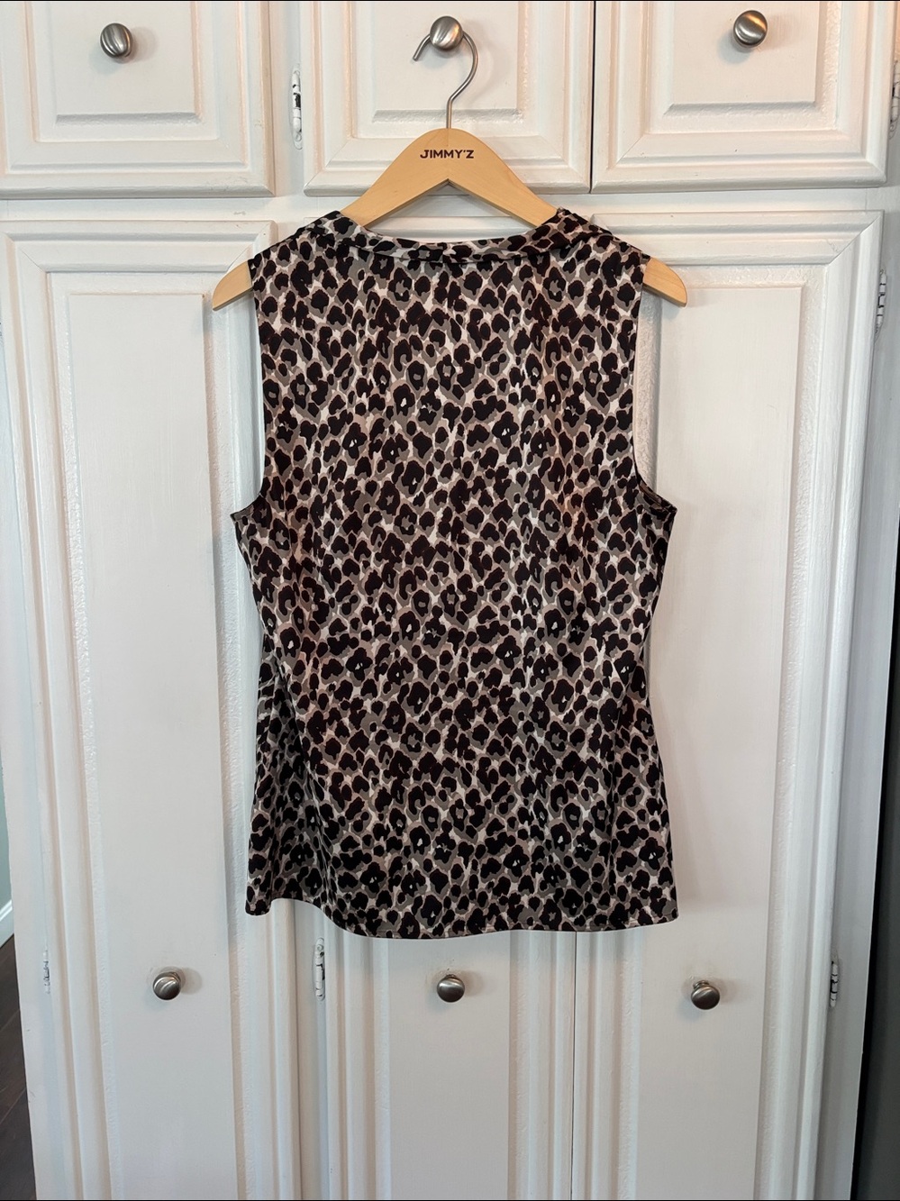 Ann Taylor Leopard Print Sleeveless Ruffle Camisole - Black & Tan - Picture 4 of 7